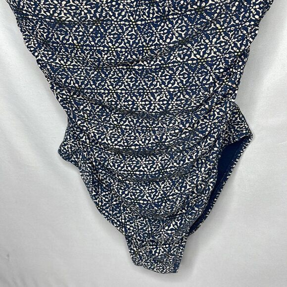 Bond-Eye Australia Nip Tuck Tummy Control Navy/Gold Bathing Suit. Size 12. - Picture 3 of 13